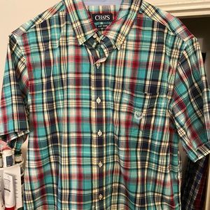 Chaps short sleeve plaid button down shirt